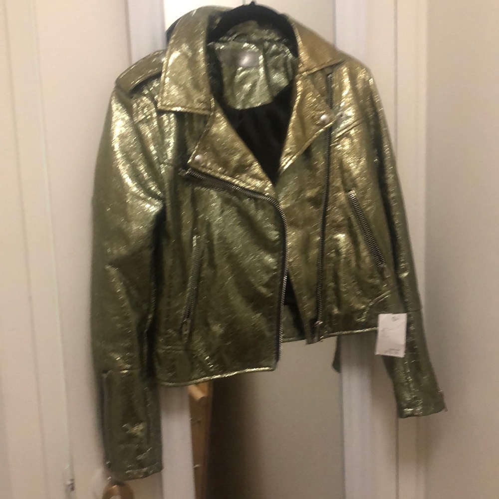 brand new gold blanknyc moto jacket size small